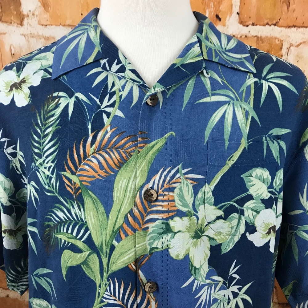 Tommy Bahama Hawaiian Aloha Silk Shirt Large